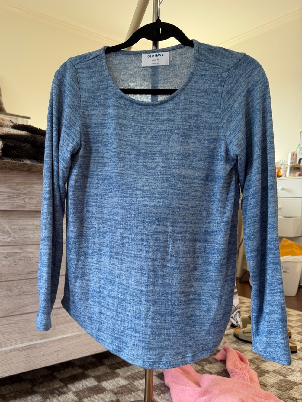 Old Navy Women's Heathered Light Blue Long-Sleeve Sweater Size XL